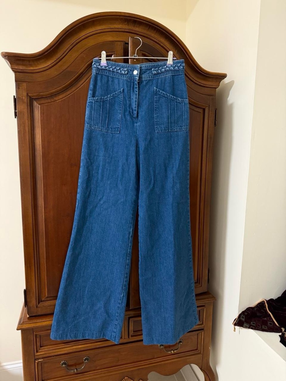 Maje Wide-Leg High-Rise Jeans in Blue Denim